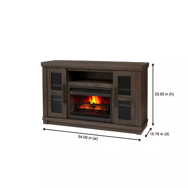 Electric Fireplace In Vintage Warm Oak, Caufield 54 in 54 In. Media Console Infrared