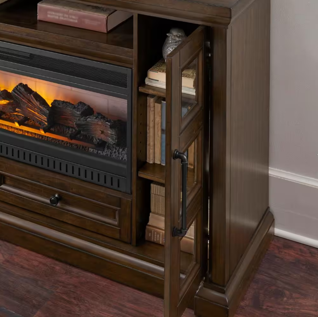 Electric Fireplace Cecily 72 in. Media Console Infrared,in Rich Brown Cherry