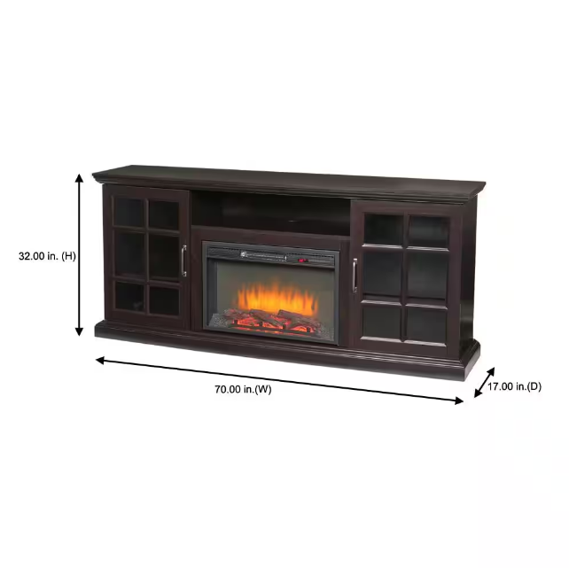 Electric Fireplace TV Stand in Espresso , Edenfield 70 in. Freestanding Infrared