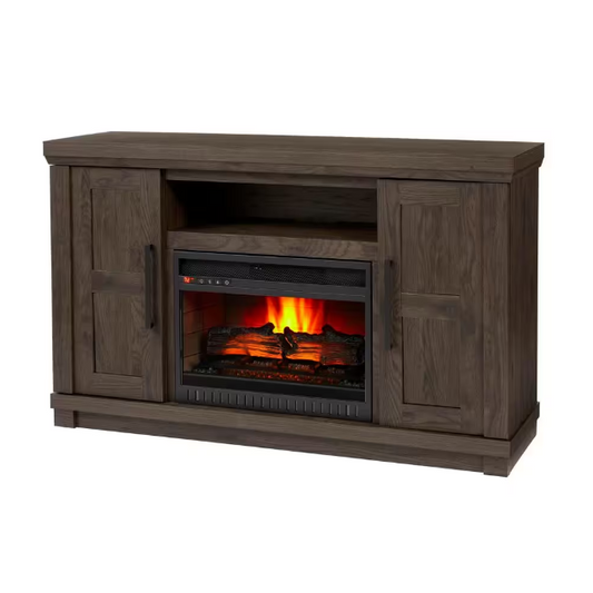 Electric Fireplace In Vintage Warm Oak, Caufield 54 in 54 In. Media Console Infrared