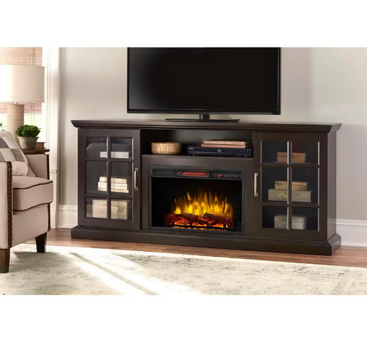 Electric Fireplace TV Stand in Espresso , Edenfield 70 in. Freestanding Infrared