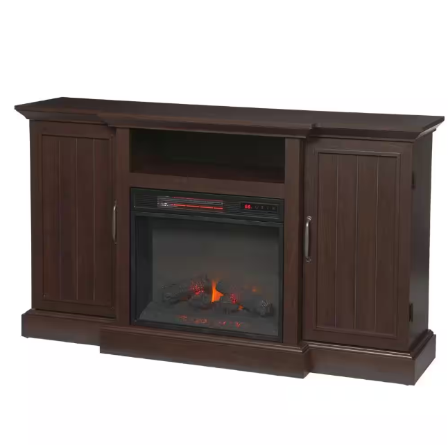 Electric Fireplace TV Stand in Midnight Cherry,Mattingly 60 in. Freestanding Media Console