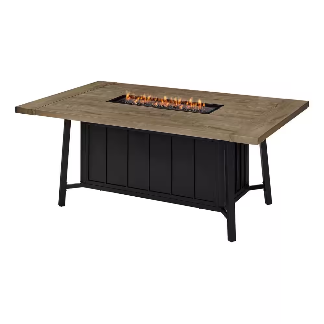 Wenmare 68 in. x 28.50 in. Rectangular Steel Propane Gas Brown Fire Pit Table