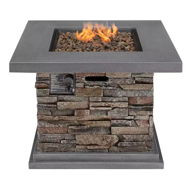 Fire Pit with Lava Rocks 34 in. x 24 in Envirostone Propane Gas Brown